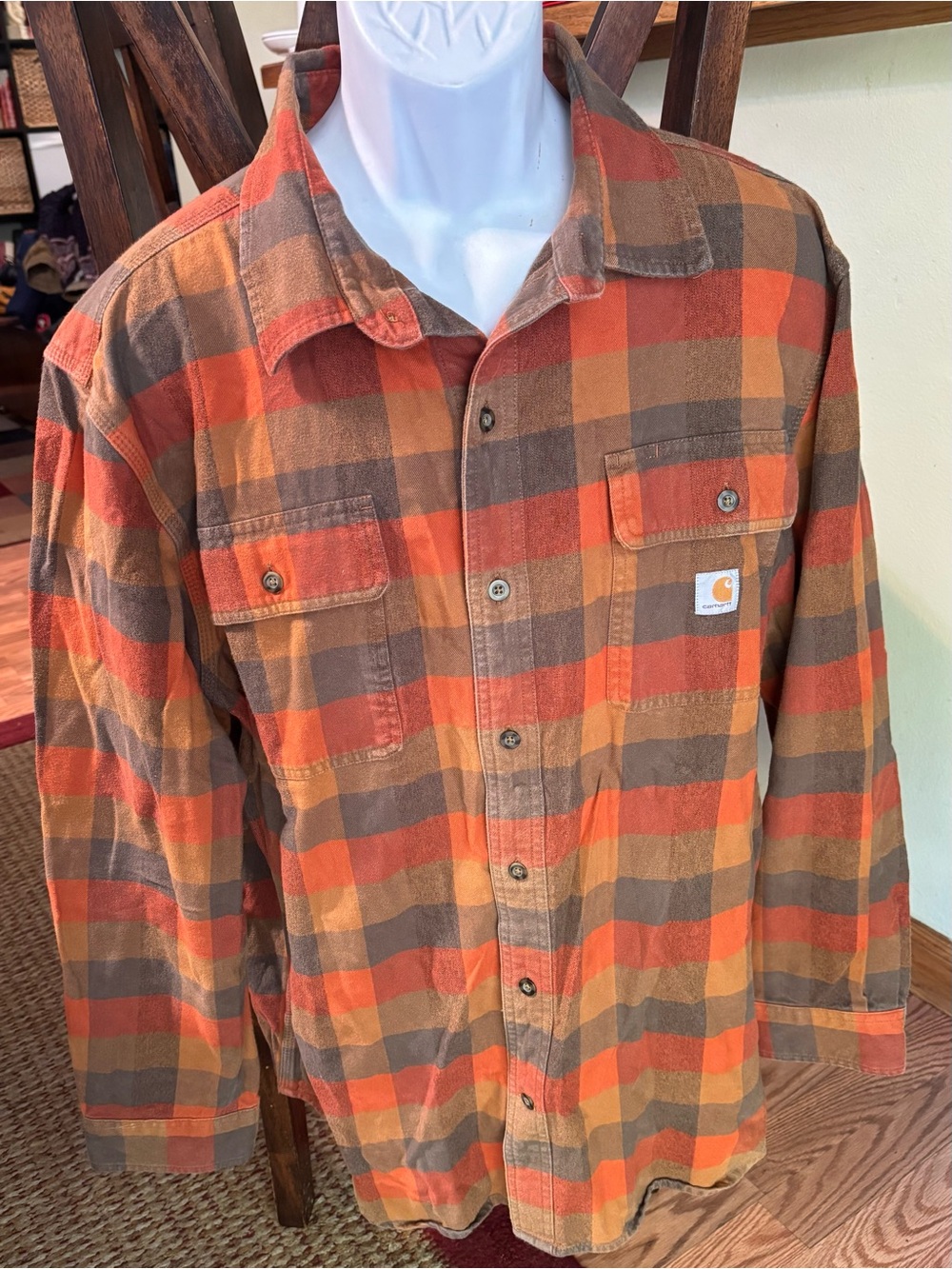 Carhartt Orange & Brown Plaid heavyweight Shirt